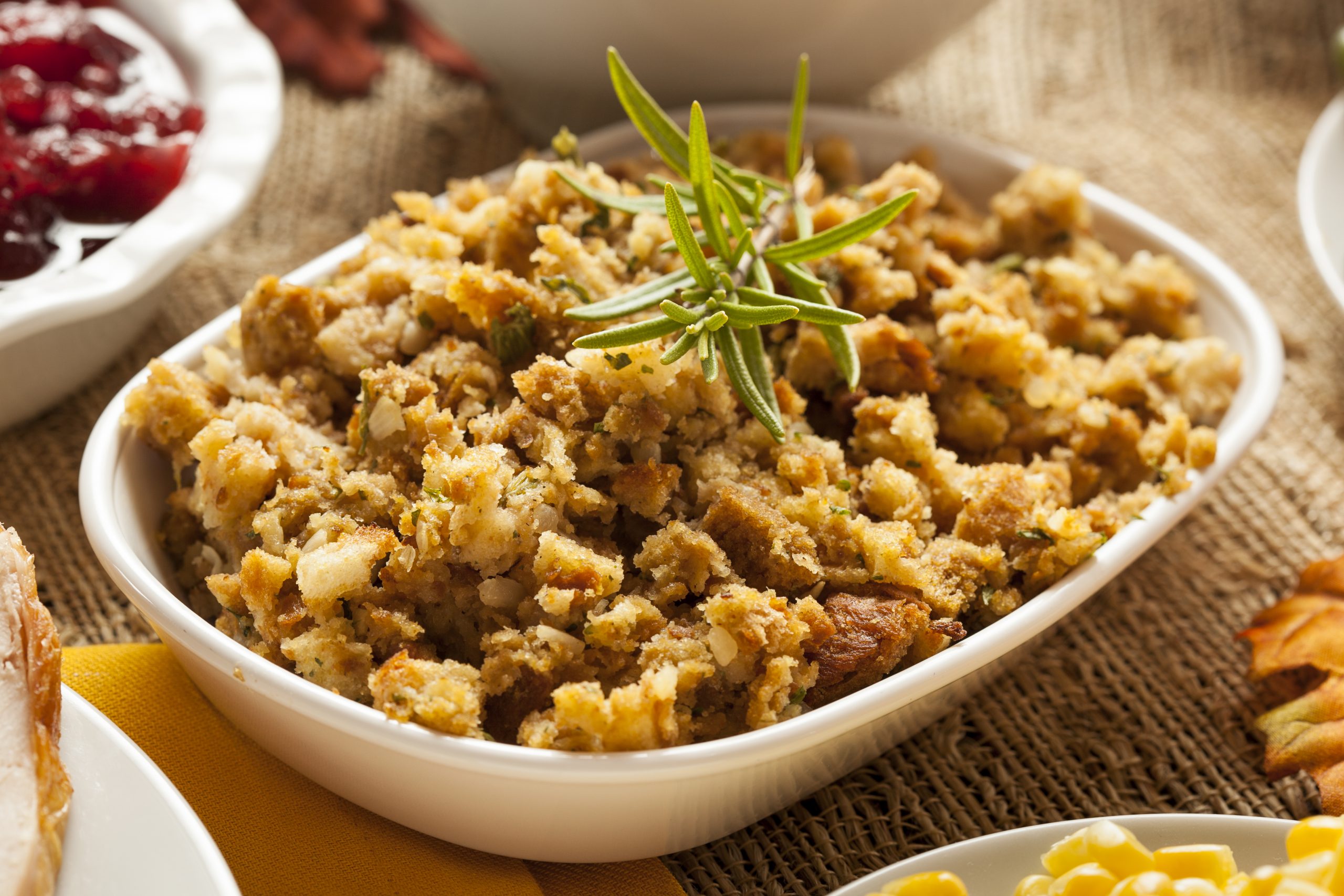 Homemade,Thanksgiving,Stuffing,Made,With,Bread,And,Herbs